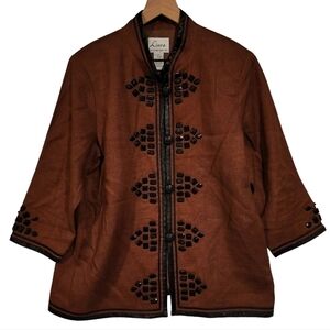 Linea Louis Dell'olio 100% Linen Beautiful Brown Lightweight Jacket Blazer sz Lg